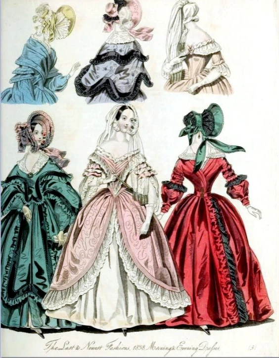 a group of women's dresses with long veils