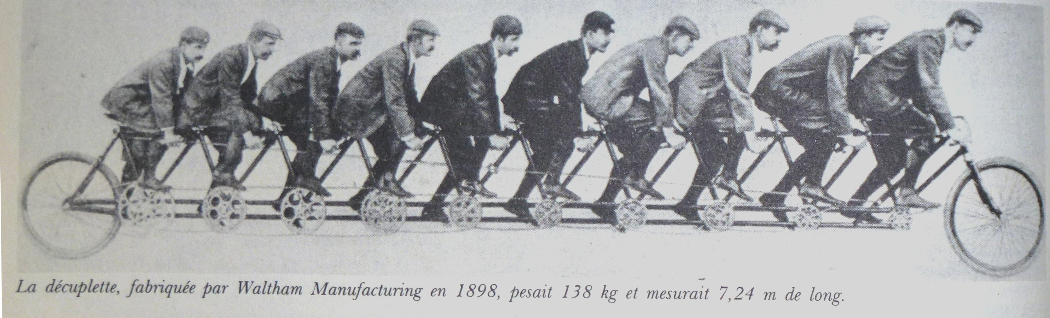 black and white po of several men riding bicycles