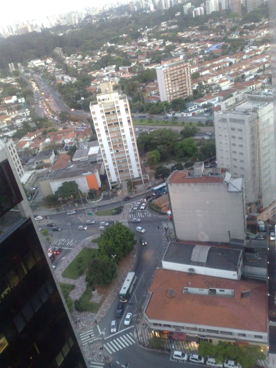 an aerial view shows an intersection and a city