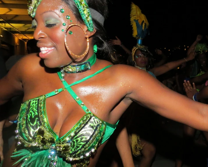 an image of a woman wearing a costume at a parade