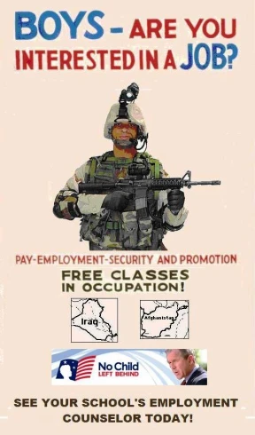 an army advertit featuring a soldier and the words, boys are you interested in a job?