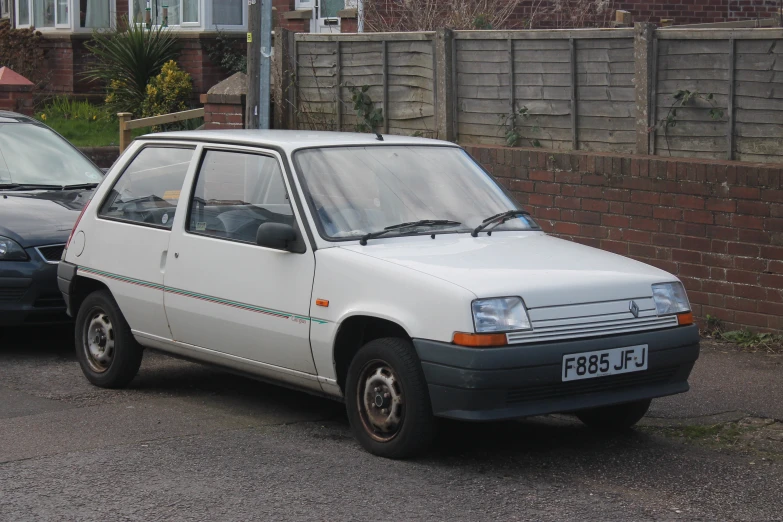 a white car with black writing on its door