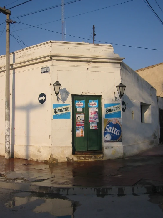 a storefront and entrance of an old business