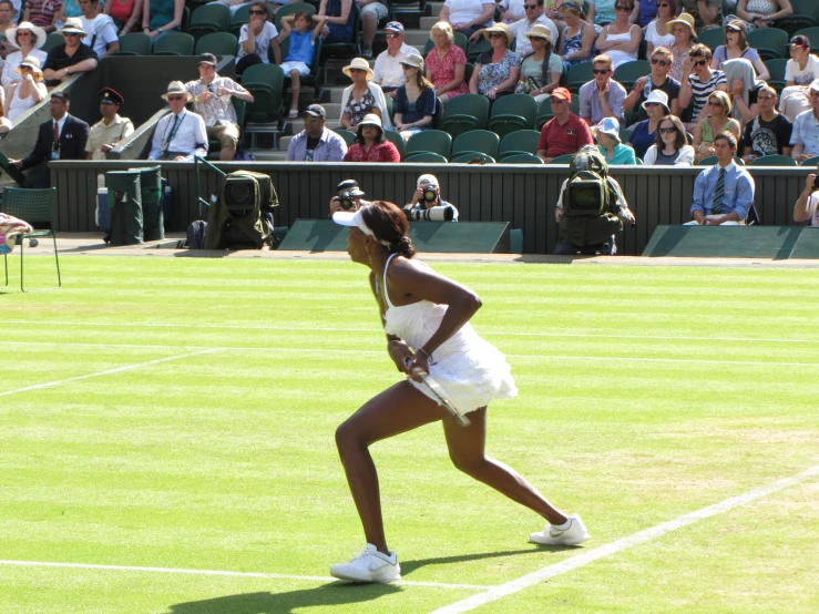 a female tennis player is getting ready to hit a ball
