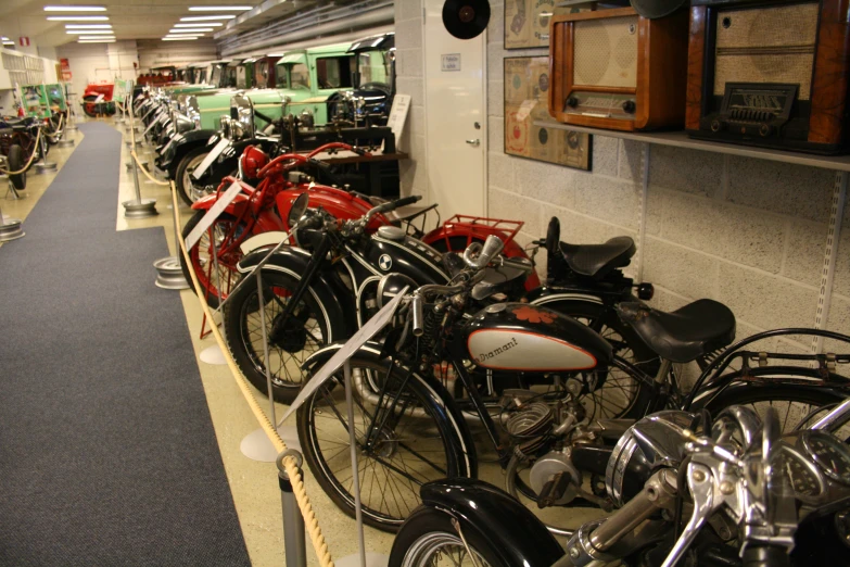rows of motorcycles are lined up near each other