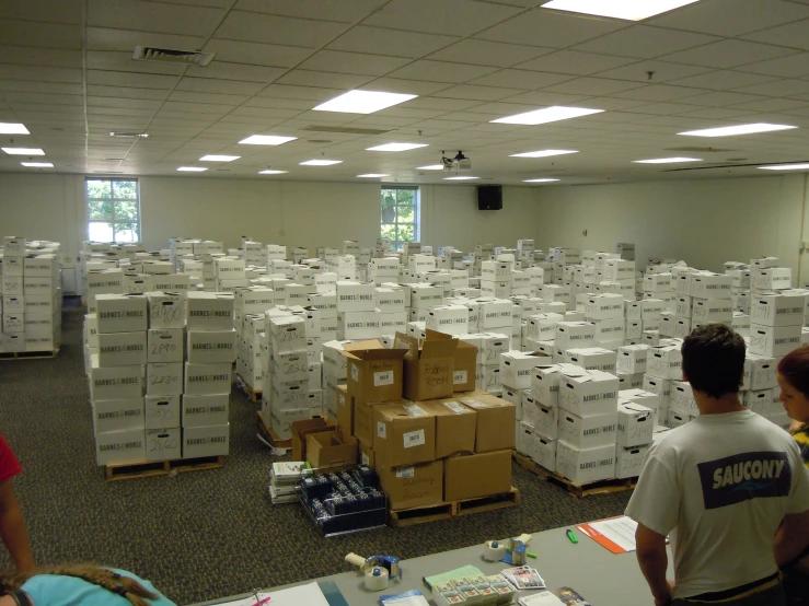 a huge room filled with boxes and other items