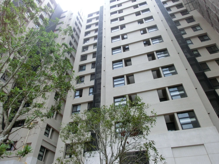 tall buildings on a street corner with windows