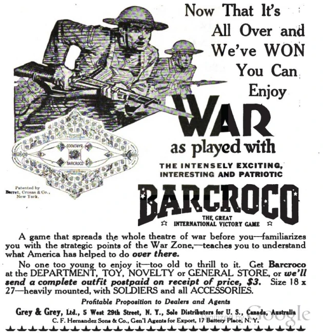 a advertit showing the story of war in the early 1800s