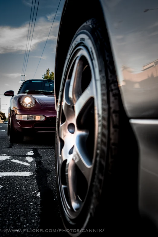 a view of some parked cars in a lot