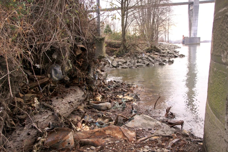 this is a small river running under a bridge