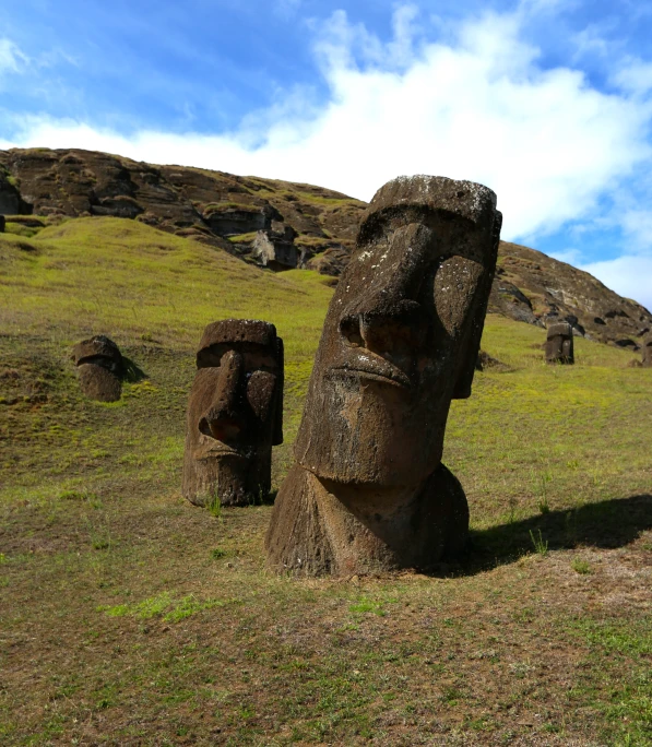 a large, carved out - of - africa sculpture is sitting on the grass