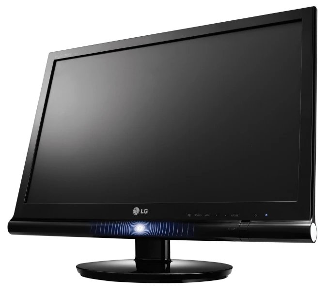 the back side of a computer monitor with a black screen