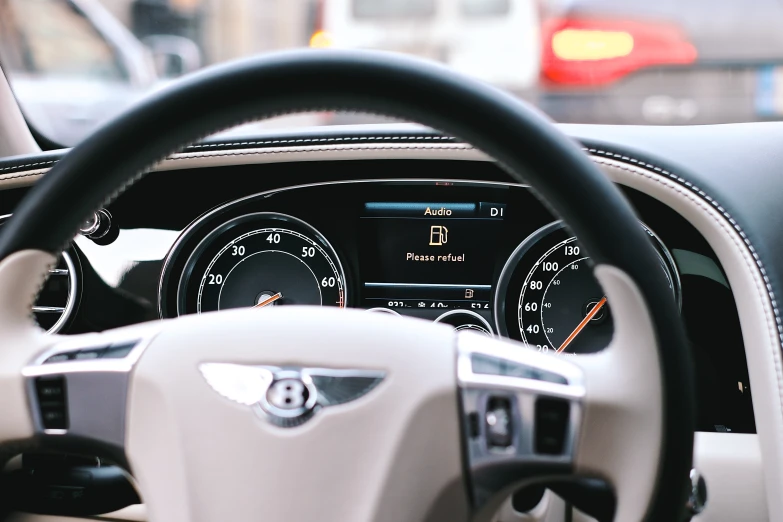 dashboard s of the steering wheel and instrument on the vehicle