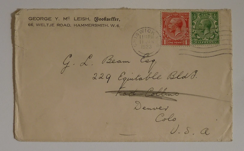 a po showing an old envelope with a stamp and writing