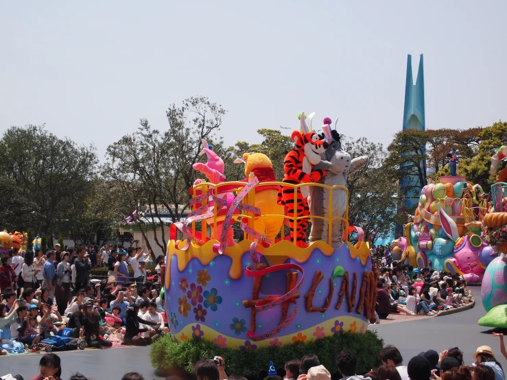 the float is decorated in a theme park