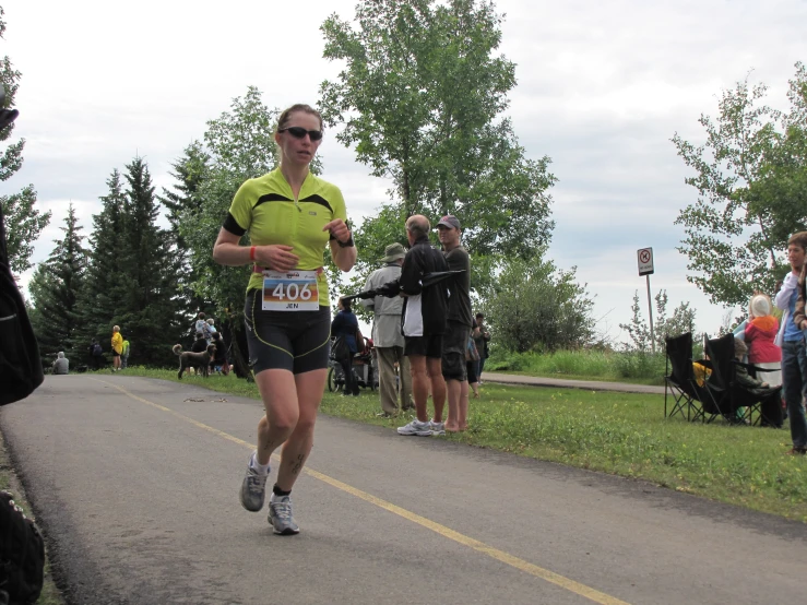 a runner is running on the side of a road