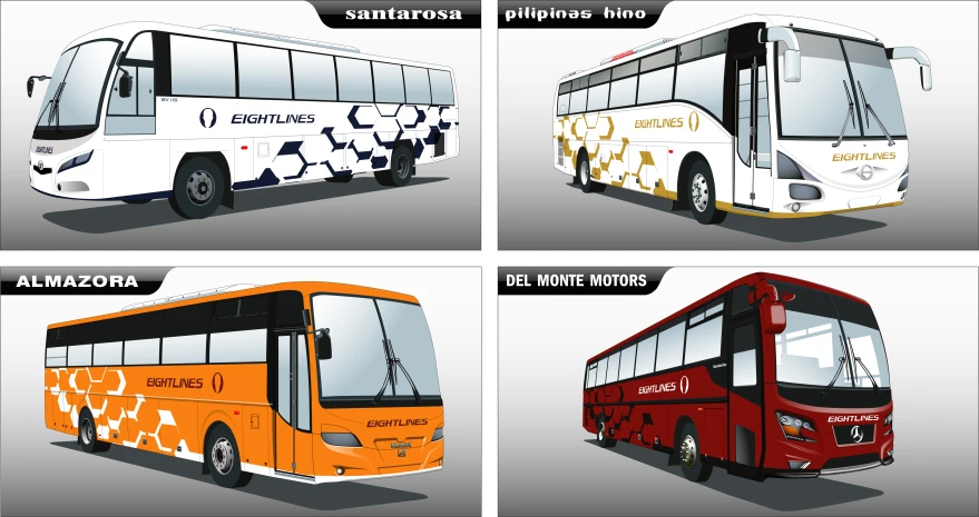 the three bus designs show off the same design