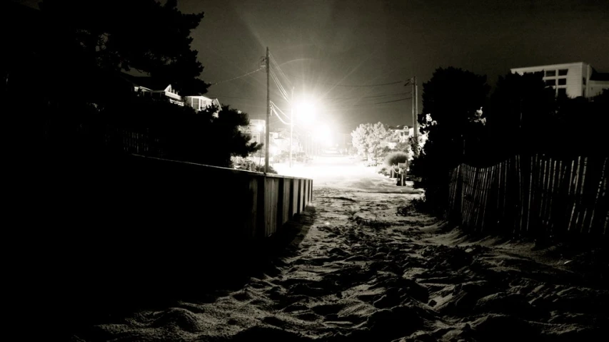 this black and white po of snow covered roads is just as dark as it looks