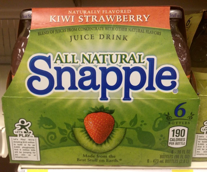 a box of all natural snapple on display