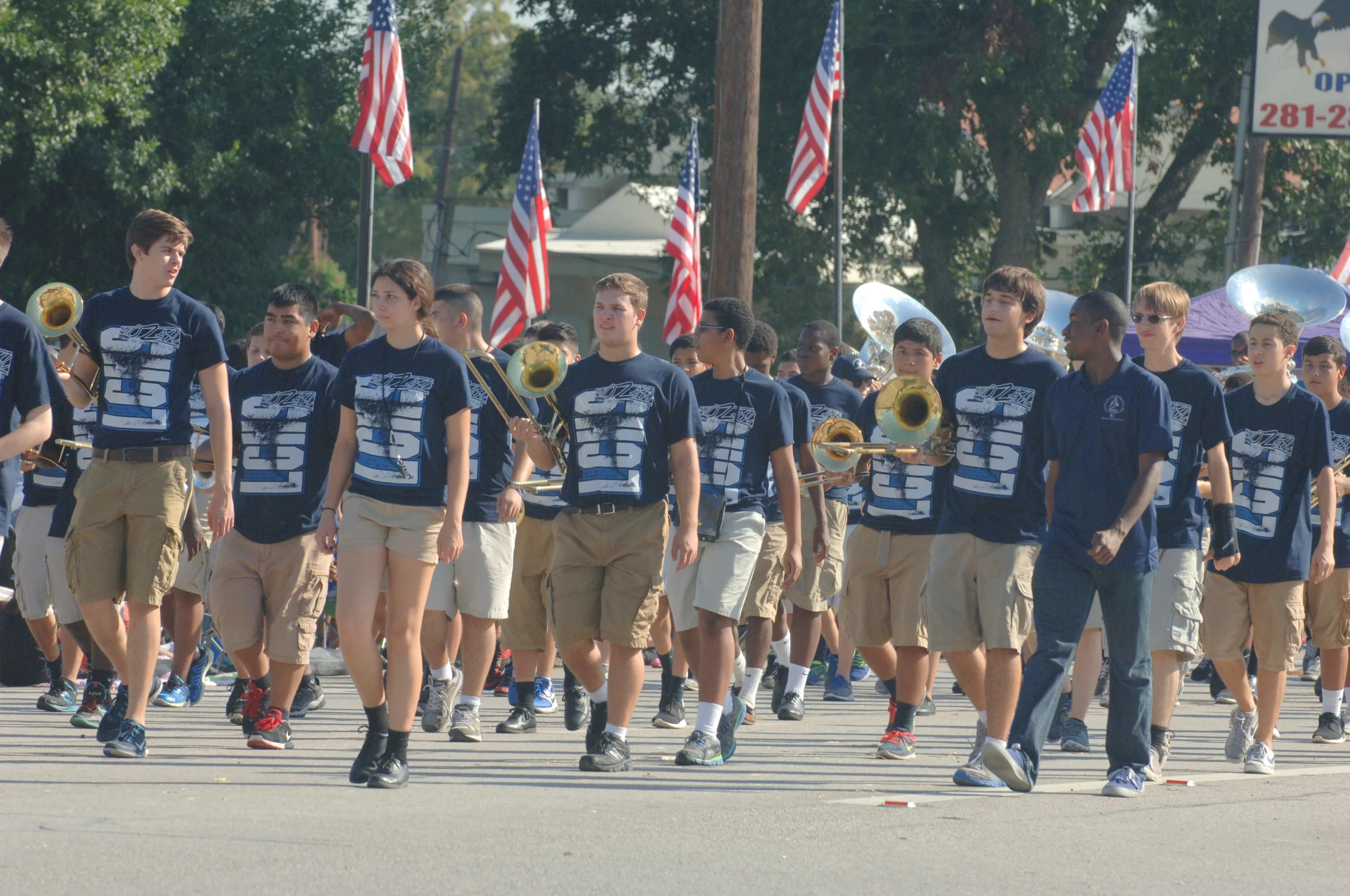 the marching team leads a parade in a parade