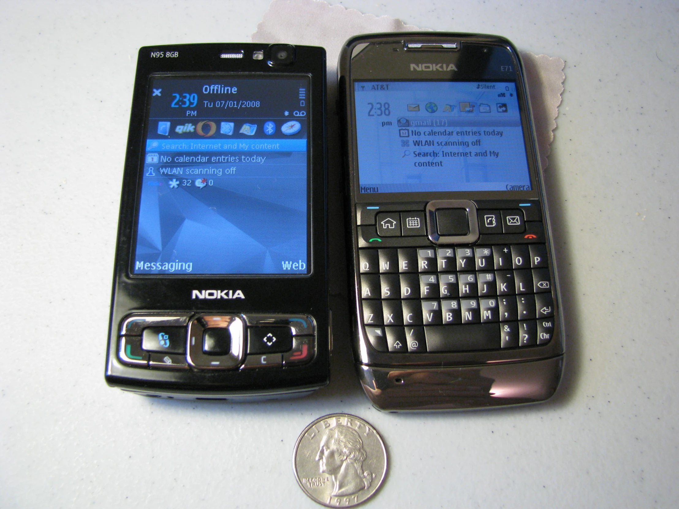 two phones next to each other on a table