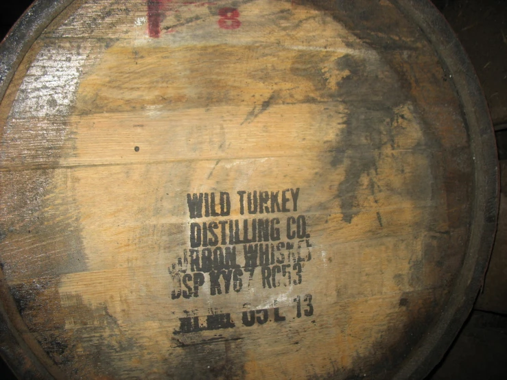 a large barrel that has some writing on it