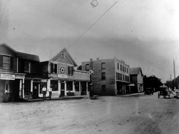 black and white pograph of an old town street