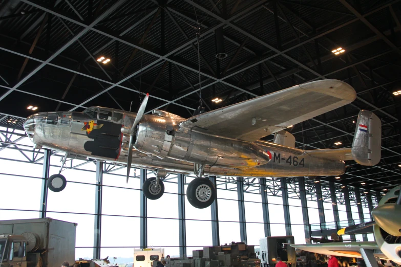 an airplane that is on display inside of a building