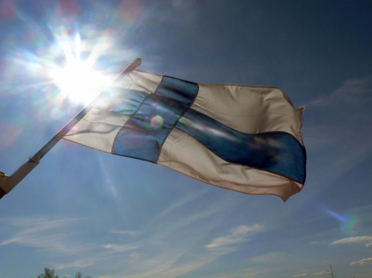 an image of a flag waving against the sun