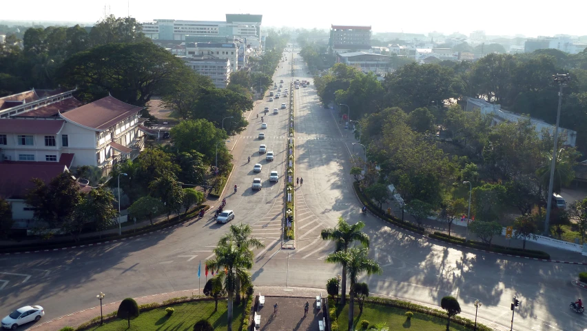 there is a view of a city street from above