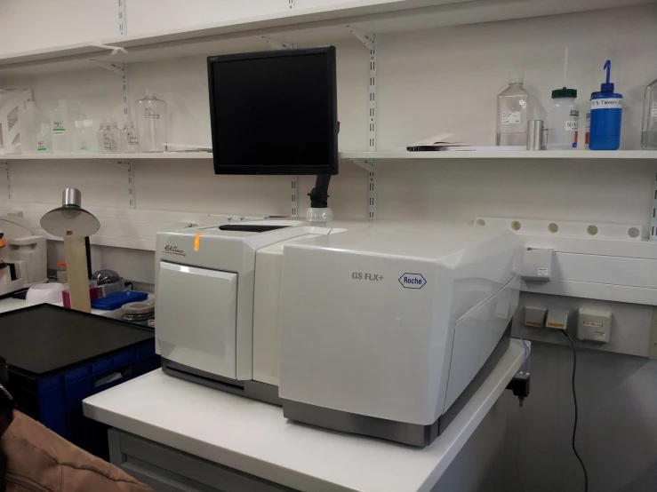 a medical office with two laboratory equipment on tables