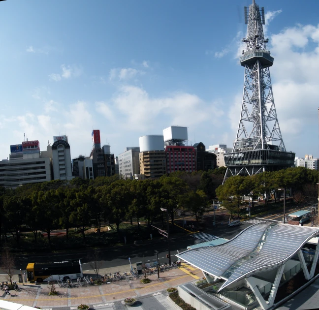 a view of some very big buildings from a high rise