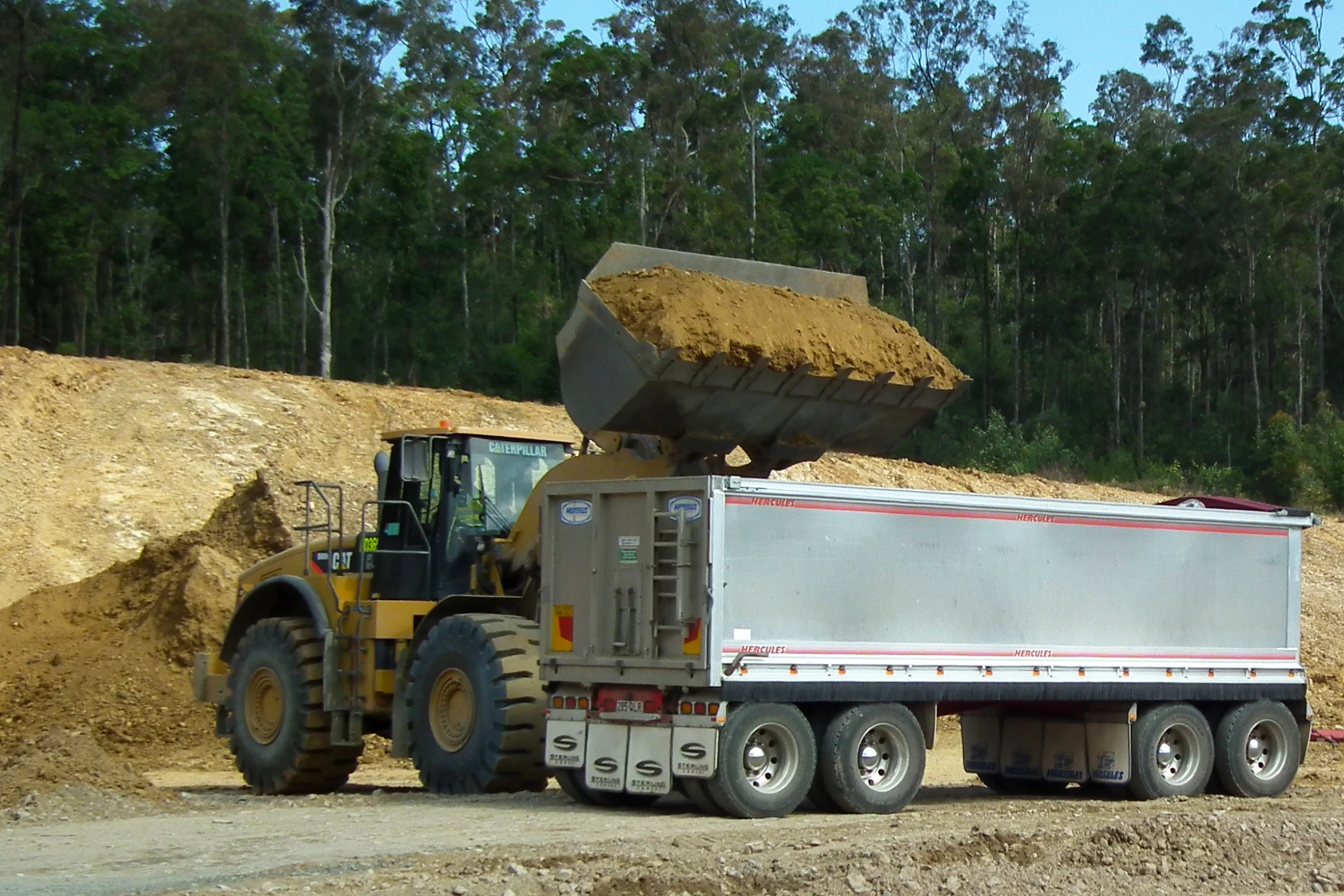 there is a truck that is hauling soing out