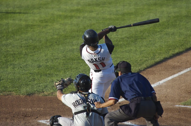 batter about to take a swing at ball during baseball game