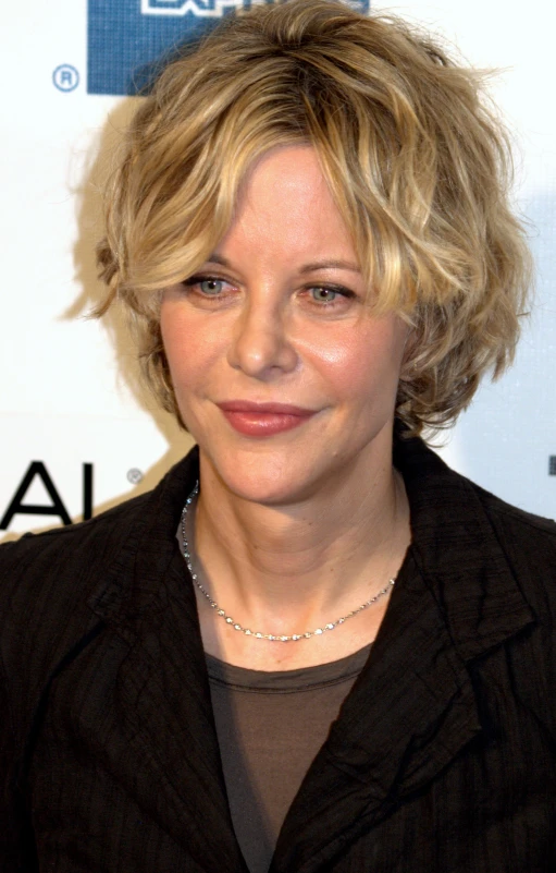 a close - up s of short blonde hair and a necklace at an event