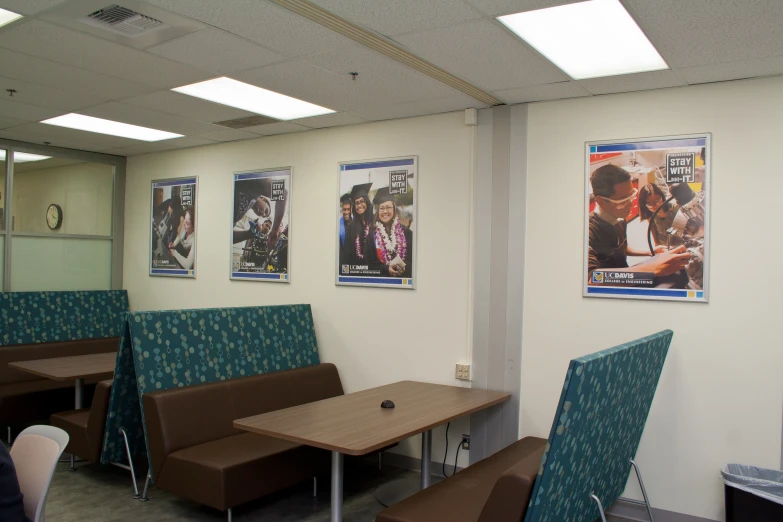 an office with multiple seats next to a desk