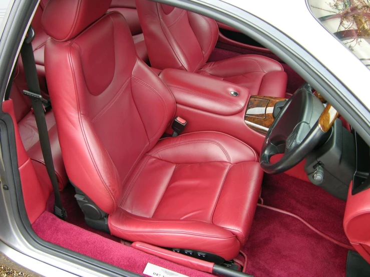 the inside of the car has been completely red