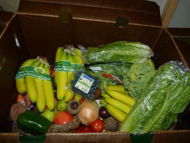 there is a box full of produce that was delivered