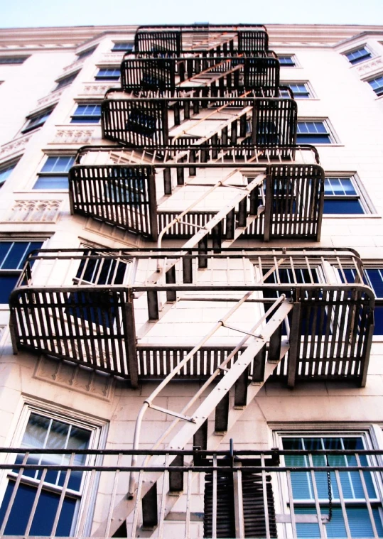 many windows and staircases are on the building