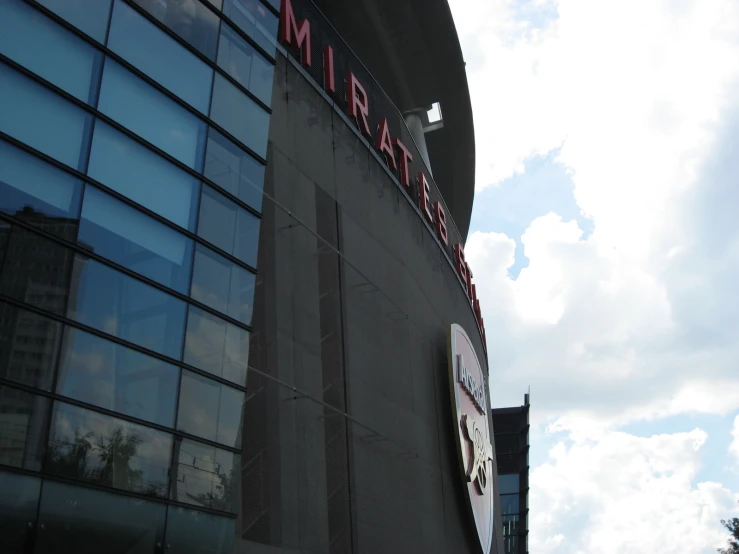 a stadium with a clock built into it