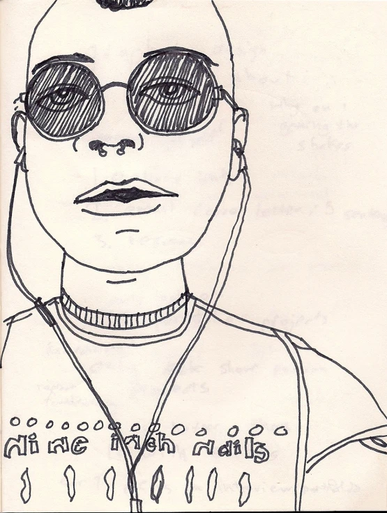 a drawing of the face of a man in sunglasses