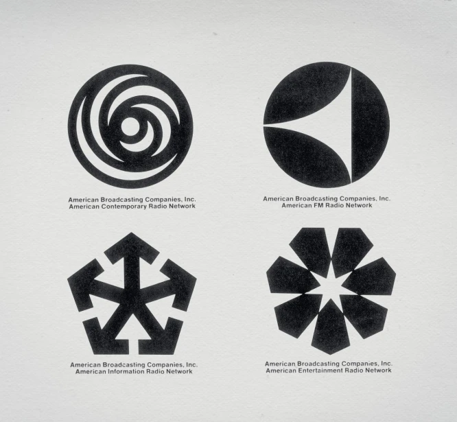 a series of logos and symbols in black and white