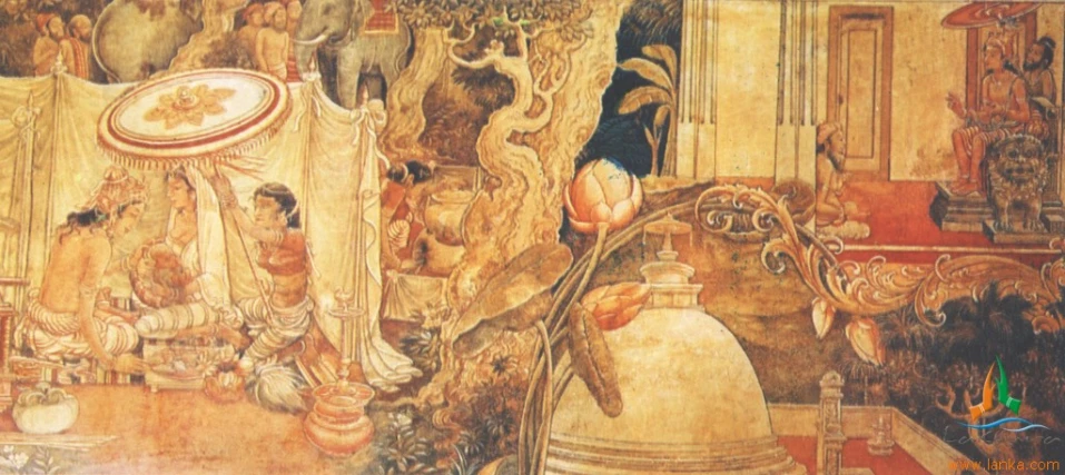 the mural is depicting medieval life on display