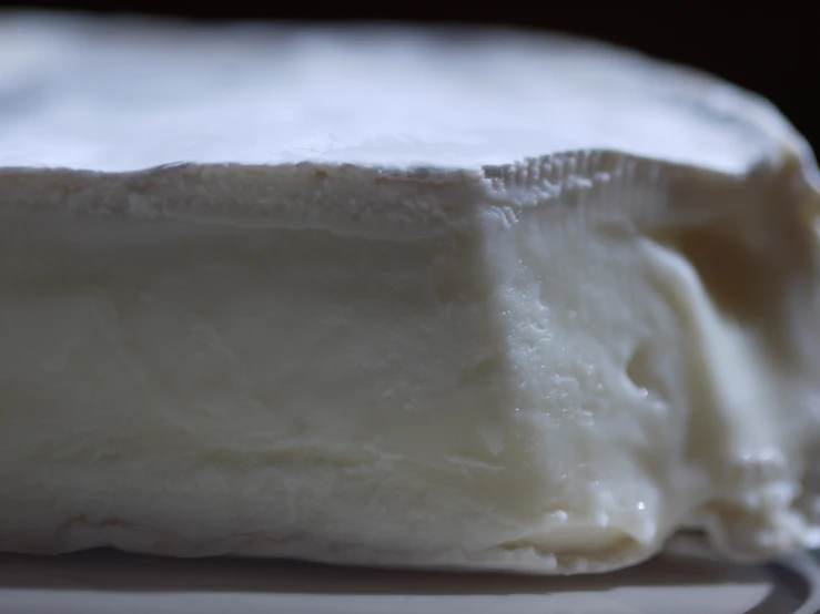 closeup of white cheese on a white plate