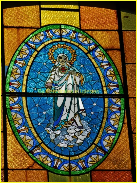 an image of the saint michael windows on display