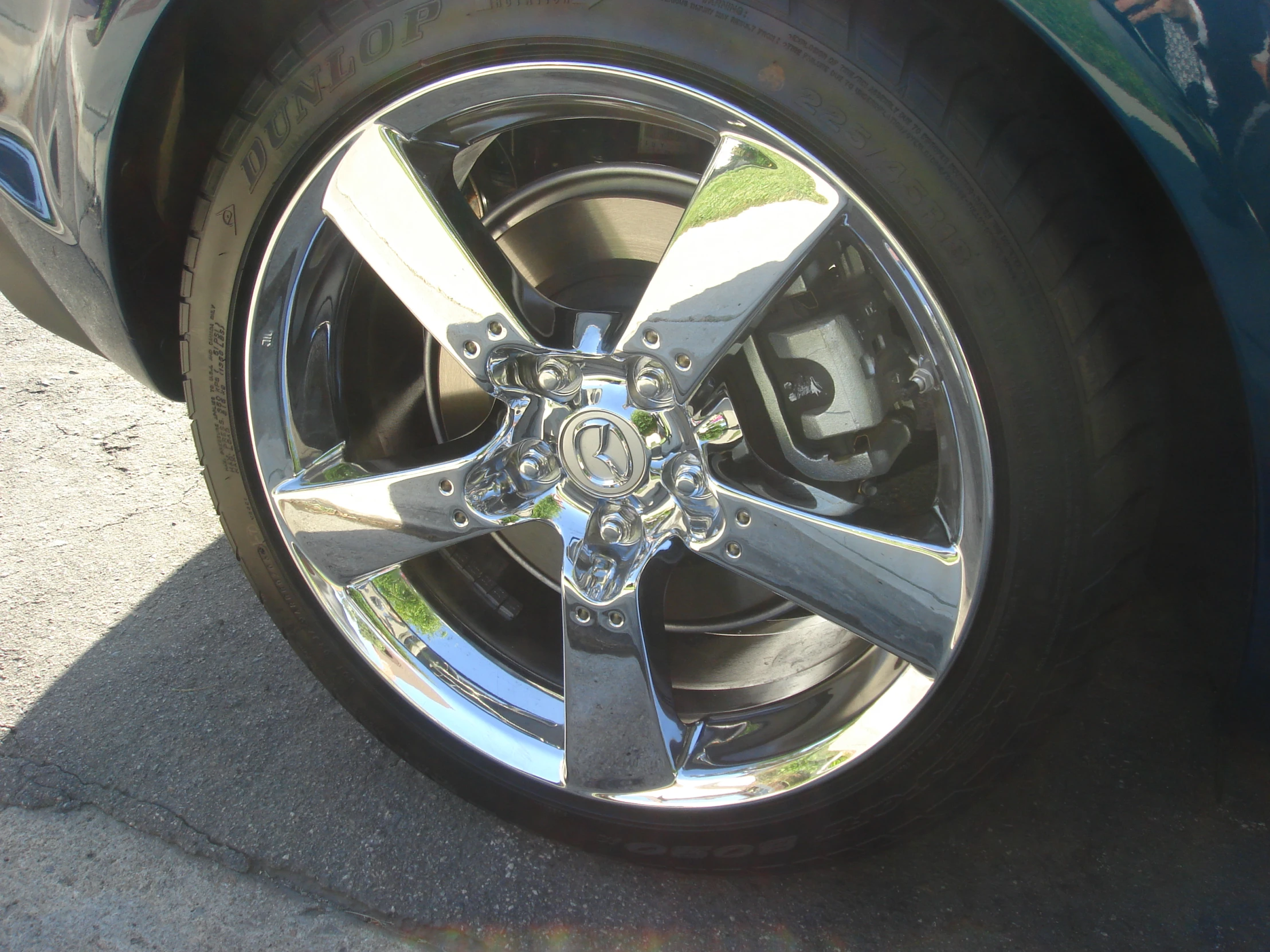 a car wheel with two spokes on the tire