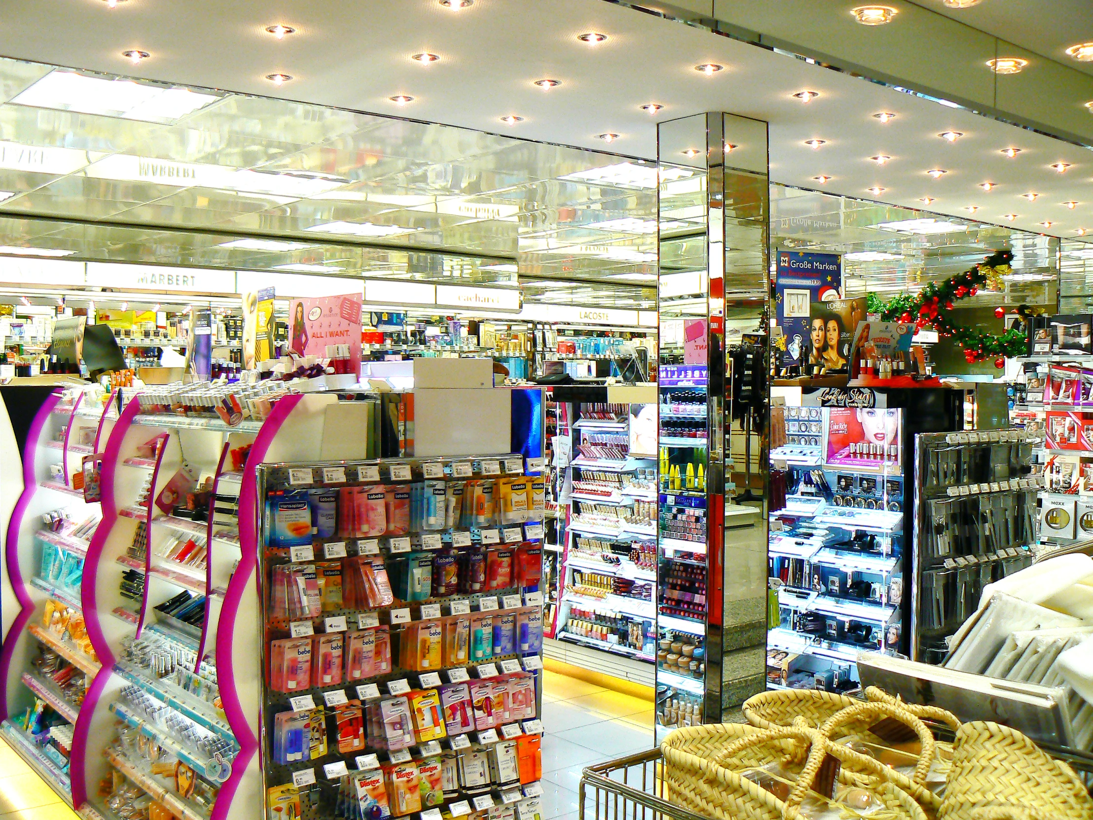 a store is filled with colorful products for christmas