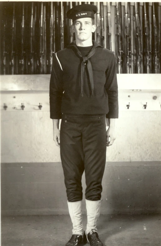 black and white po of a person in uniform