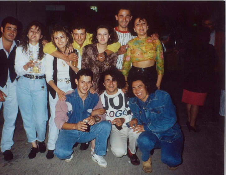 a group of friends hanging out at night time