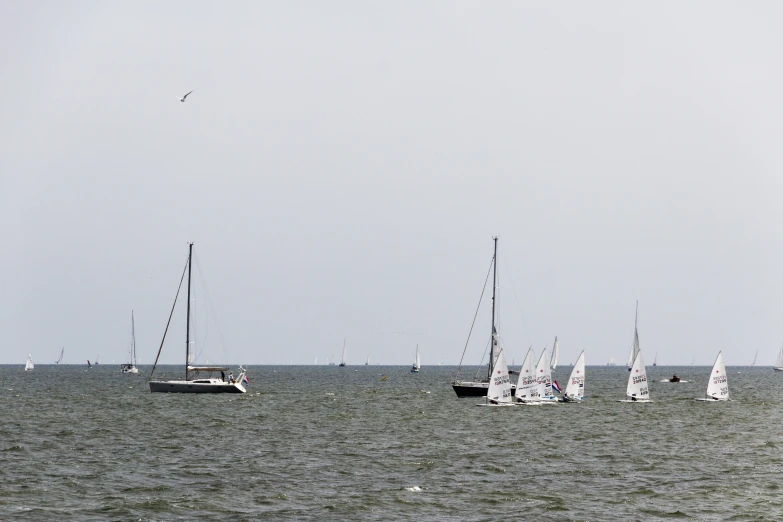 boats are sailing along the sea on a clear day